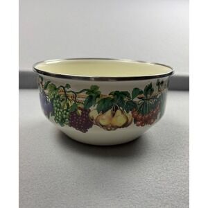 Vintage Tabletops Unlimited Enamelware Mixing Bowl Fruit Garland Retro Cookware